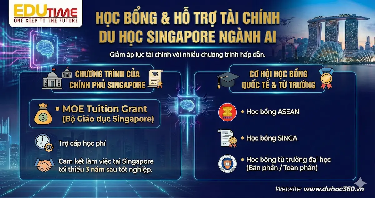 Du học Singapore ngành Trí tuệ Nhân tạo AI 3 Học bổng và hỗ trợ tài chính cho du học Singapore ngành AI